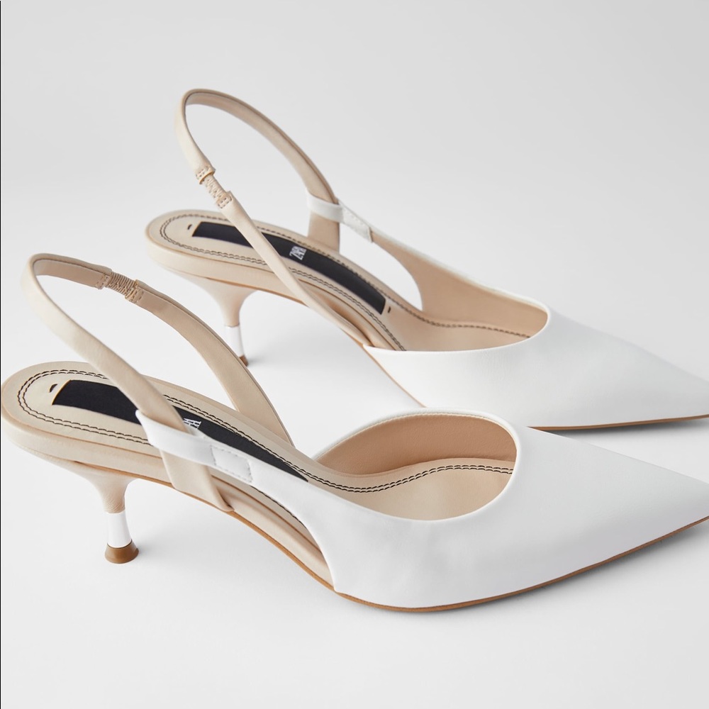 NWT Zara white slingback shoes with heel size 37